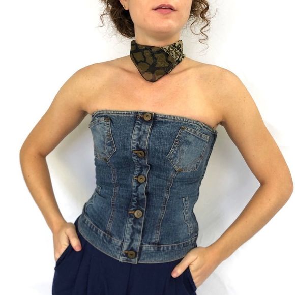 Dolce & Gabbana Tops - Dolce & Gabbana for D&G Sexy Vintage Denim Blue Jean Corset Top 46